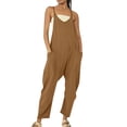 thumbnail image 2 of TrendOFT Combinaison Décontractée d'Été pour Femmes Mode Yoga Col Carré Bretelles Spaghetti Côtelé Sans Manches Unie Athlétique Combinaisons pour Femmes une Pièce Salopettes Brun m, 2 of 7