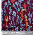 thumbnail image 1 of Soimoi Purple Velvet Fabric Fish Ocean Print Sewing Fabric Yard 58 Inch Wide, 1 of 2
