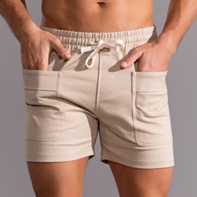 EOYWHK Summer Shorts for Men 100% Cotton Ultra Soft Lounge Shorts Elastic Waist Drawstring with Pockets