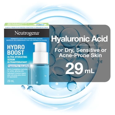Neutrogena Hydro Boost Sérum Ultra Hydratant, Acide Hyaluronique, Acides Aminés, Électrolytes, Acné, Peau Sèche & Sensible