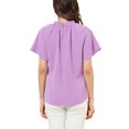 thumbnail image 3 of INSPIRE CHIC Blouse Décontractée pour Femme à Col Volanté, Manches Courtes, Dos Goutte, Violet Pâle, S, 3 of 5