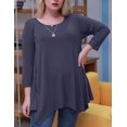 thumbnail image 1 of LARACE Tunique pour Femme Grande Taille, Haut Long à Manches 3/4 Roulées, Chemisier Chic Décontracté à Col Rond, Gris Violacé 2X, 1 of 5