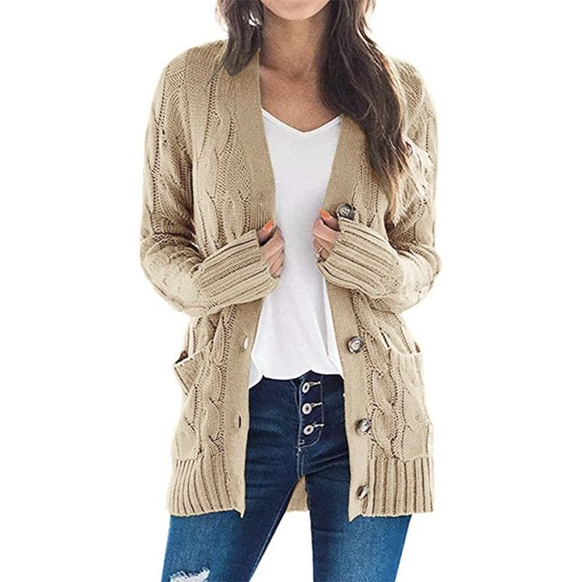 CPOKRTWSO Cardigan Tricoté Surdimensionné à Manches Longues Ouvert pour Femmes