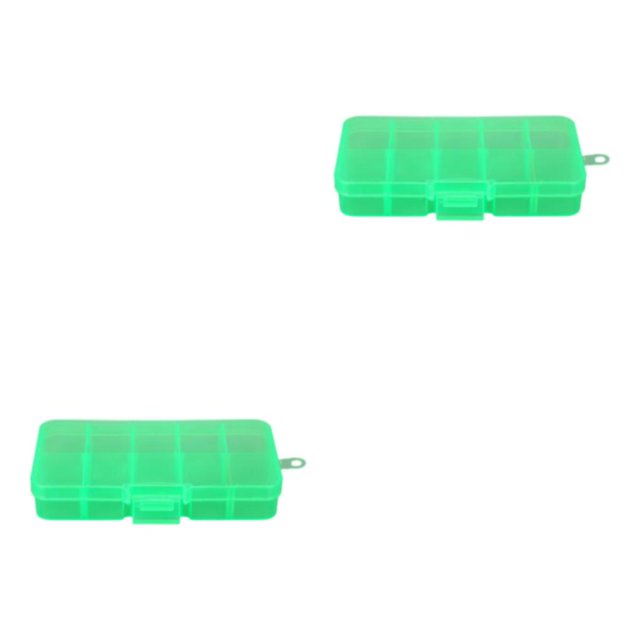 Thinsony 10 Grid Plastic Jewelry Removable Storage Box Beads Container Earring Green 12.8x6.5x2.2cm 2Set