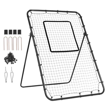 VEVOR Filet de Rebond pour Baseball et Softball 4 X 6 Pi, Dos Ouvert, Angles Réglables