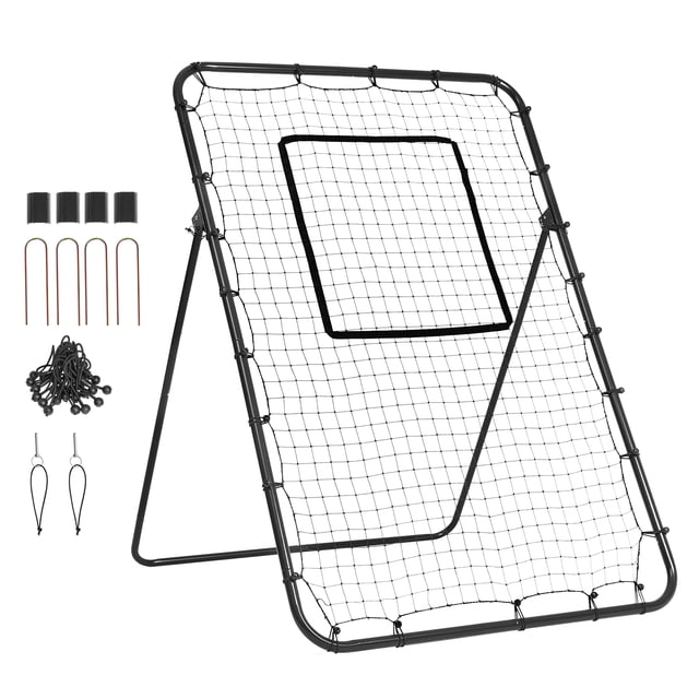 VEVOR Baseball Filet de Rebond pour Baseball et Softball, Dos de Lancer 4 X 6 Pi avec angles Ajustables, Conçu pour l'Entraînement et de Softball. Comprend un Cadre en Acier Robuste, un Filet en PE Haute Densité et des Réglages à Cinq angles pour une Pratique Polyvalente. Comprend des Piquets de Sol, des Pinces à Balle et des Coussinets en Caoutchouc pour la Stabilité. Idéal pour Améliorer les Habiletés de Lancer, d'Attraper et de Lancer à l'Intérieur Ou à l'Extérieur.