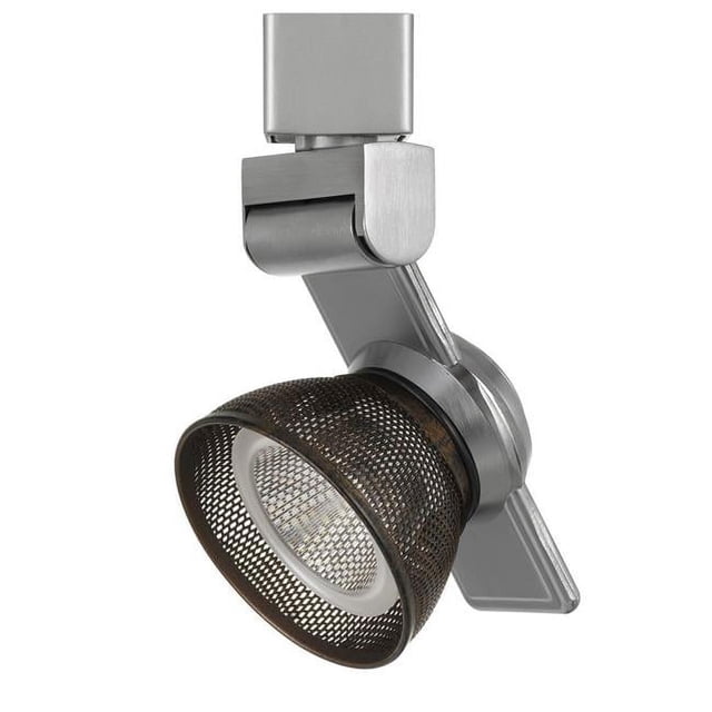 Benjara BM223684 12W Integrated LED Metal Track Fixture with Mesh Head, Silver & Bronze