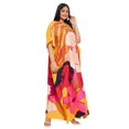 thumbnail image 3 of Oussum Robe Kaftan Longue Jaune à Fleurs en Polyester Grande Taille pour Femmes, 3 of 7