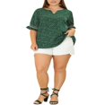 thumbnail image 2 of CHUANK Women‘s Plus Summer Pin Dots Ruffle Short Sleeve V Neck Blouses, 2 of 6
