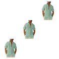 thumbnail image 1 of pitrice Men Shirt Casual Short Sleeve Breathable Replacement Button Down Solid Color Fashionable Home Dating Shirts Top Green XL 3Set, 1 of 6