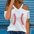 thumbnail image 2 of Birdeem Fashion Woman Causal V-Neck Printing Blouse Short Sleeve Cold Shoulder T-Shirt Summer Tops, 2 of 8