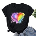 thumbnail image 2 of Pisexur Hauts pour Femmes T-Shirts LGBT Pride Mode Coloré Teinture sur Nœuds Cœur T-Shirt Graphique Hauts Décontractés Col Rond Manches Courtes Blouses Amples T-Shirts Inspirants Amour et Égalité T-Shirts Été Confortables Basiques, 2 of 3