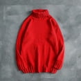 thumbnail image 2 of cfhntfmh Chandails Surdimensionnés pour Hommes Mode Col Montant Chandails Amples Automne Hiver Chauds Manches Longues Chandails Unis, 2 of 3