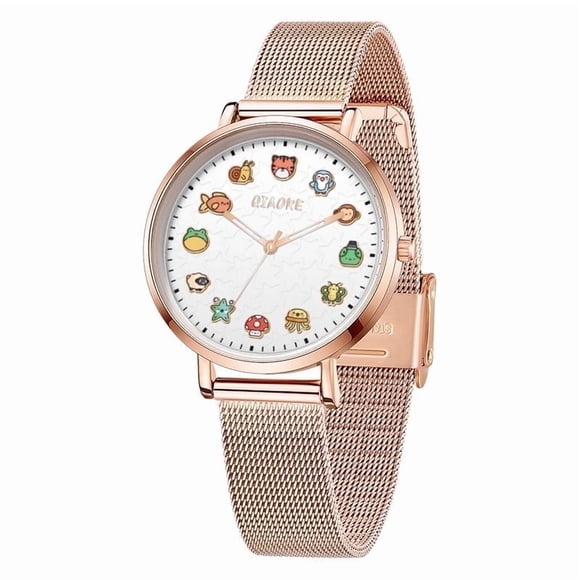 Rose Gold Women Ladies Watch Quartz Female Watches for Casual Dress Girl Wrist Stylish Cartoon Watch