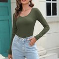 thumbnail image 4 of Timegard Hauts pour Femmes Col Rond Côtelé Manches Longues T-Shirt Basique sous-Vêtements Automne Décontracté Ample Hauts, 4 of 6