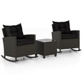 thumbnail image 2 of Costway 3 PCS Patio Wicker Rocking Set with Tempered Glass Table & Soft Cushions Outdoor Black, 2 of 10