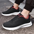 thumbnail image 2 of Espadrilles de Marche pour Hommes Largeur Grand Chaussures pour Hommes Décontractées Mode Grande Pointure Cuir Couleur Unie à Lacets Chaussures Décontractées Espadrilles de Course Chaussures pour Homme (Rouge, 8,5), 2 of 5