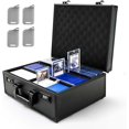 thumbnail image 1 of Trading Card Storage Box with Combination Lock, Toploader Storage Box for 3" X 4" 35pt Rigid Cards, Top Loader Storage Hard Case, Sports Card Case (Holds 600+ Toploaders, Black), 1 of 6