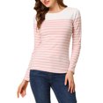 thumbnail image 1 of INSPIRE CHIC Blouse pour Femme à Rayures à Blocs de Couleur à Manches Longues T-Shirt Décontracté S Rose Blanc, 1 of 7