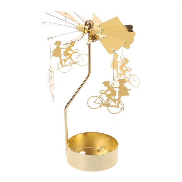 HLONK Rotating Spinning Carousel Tea Light Candle Holder Home Dinner Wedding Bar Party