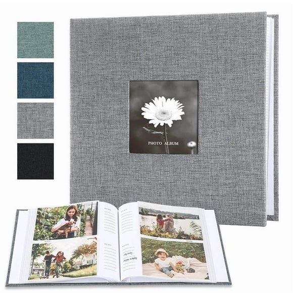 Photo Album Large Photo Album with 300 Photo Capacity and Linen Cover 50 Pages for 4x6 Photos with Writing Space and DIY Display Window,Grey,6"(200PCS) JASKFLY