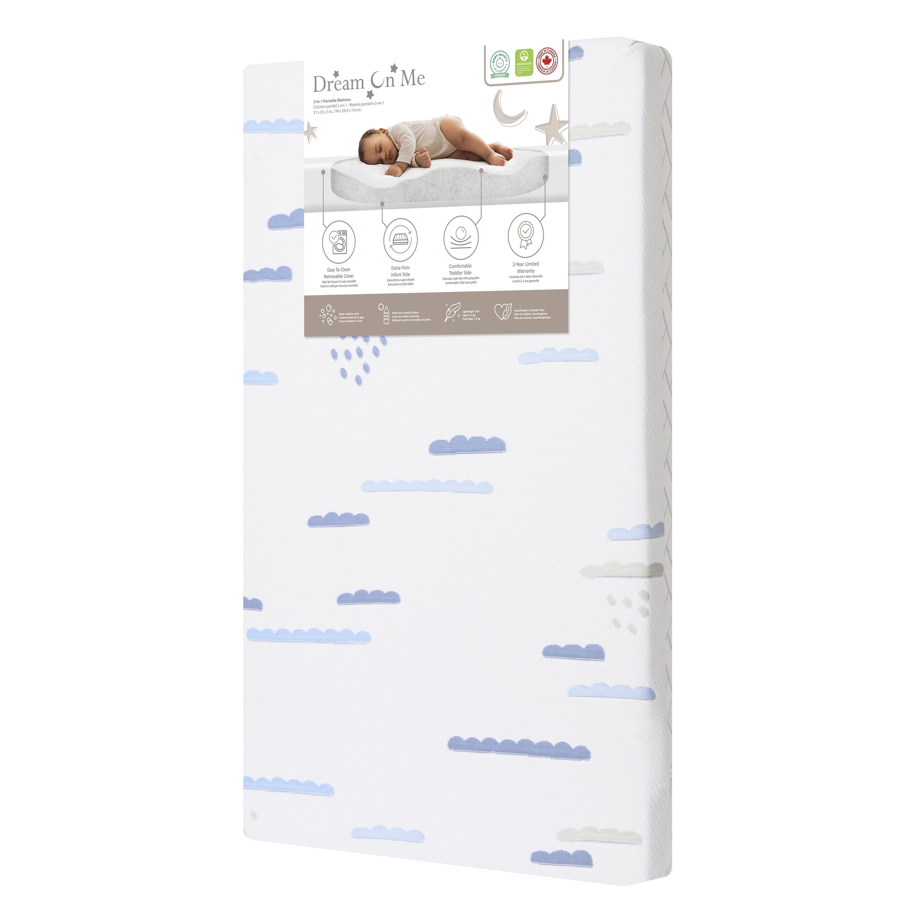 Dream On Me Rest EZ 2 in 1 Portable Crib Mattress
