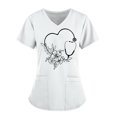 thumbnail image 2 of Heliisoer Women Short Tops Working Sleeve V-neck Uniform Solid Color Pocket Blouse, 2 of 4