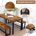 thumbnail image 2 of AWQM Dining Table Set with 2 Benches, Kitchen Table Set for 4,3 Piece Farmhouse Dining Room Table Set, Industrial Breakfast Nook Table Set for Small Space, Rustic Brown, 2 of 9