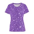 thumbnail image 4 of Plebaso T-Shirts de Mode pour Femmes à Imprimé Scintillant, Manches Courtes, T-Shirts Graphiques, Hauts Décontractés à Col Rond, 4 of 4