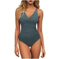 thumbnail image 1 of JMYHOAM One Piece Swimsuit Women Swimwear Women Solid Color Backless Strap Bikini Swimsuit Bikini Color Blocking Off-Shoulder Set, 1 of 8