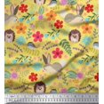 thumbnail image 1 of Soimoi Poly Georgette Fabric Floral,Rabbit & Porcupine Cartoon Decor Fabric Printed Yard 42 Inch Wide, 1 of 3