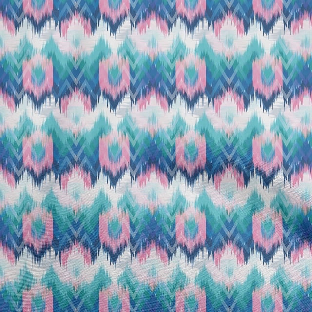 oneOone Georgette Viscose Medium Blue Fabric Flame Stitch Sewing Craft Projects Fabric Prints By Yard 42 Inch Wide