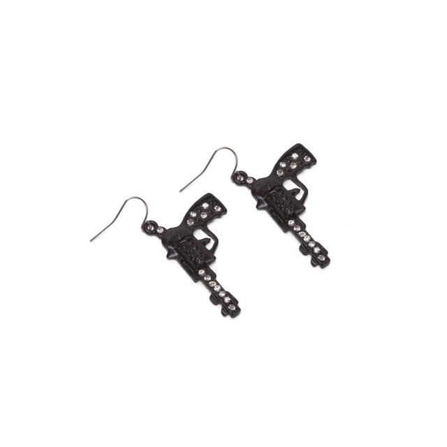 Costume Earrings - Studded Gun