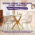 thumbnail image 4 of Noble House Round Dining Table,Glass Dining Table,gold metal X-shaped frame,glass table top,Golden, 4 of 10