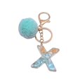 thumbnail image 2 of Letter Pendant Plush Ball Key Chain Resin Sequin Buckle Keyring Holder Charm Decoration, 2 of 8