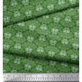 thumbnail image 3 of Soimoi Green Rayon Crepe Fabric Filigree Damask Print Fabric by the Yard 46 Inch Wide, 3 of 3