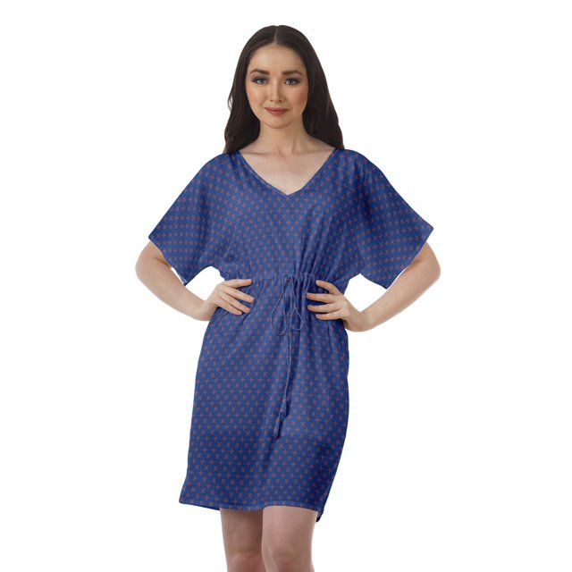 Moomaya Robes d'Anniversaire Femmes Robe de Travail Imprimée Femmes Bureau Robes à Col en V
