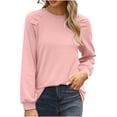 thumbnail image 1 of Timegard Womens Tops Long Sleeve Round Neck T Shirts Casual Comfy Solid Color Basic Blouses, 1 of 7