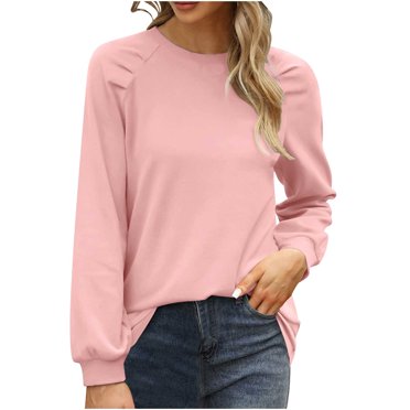 Timegard Womens Tops Crewneck Ruched Blouse Fall Casual Comfy Solid Color Long Sleeve Tunic Tops Tee