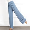 thumbnail image 5 of Diufon Straight Pants for Women Elastic High Waist Drawstring Pants Cotton Solid Color Lounge Wide Leg Pants, 5 of 5