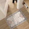 thumbnail image 4 of 2x3 Washable Vintage Floral Area Rug - Distressed Small Entryway Rug Doormat Bohemian Faux Wool Non-Slip Low-Pile Floor Carpet for Indoor Front Entrance Kitchen Bathroom-Multi, 4 of 8