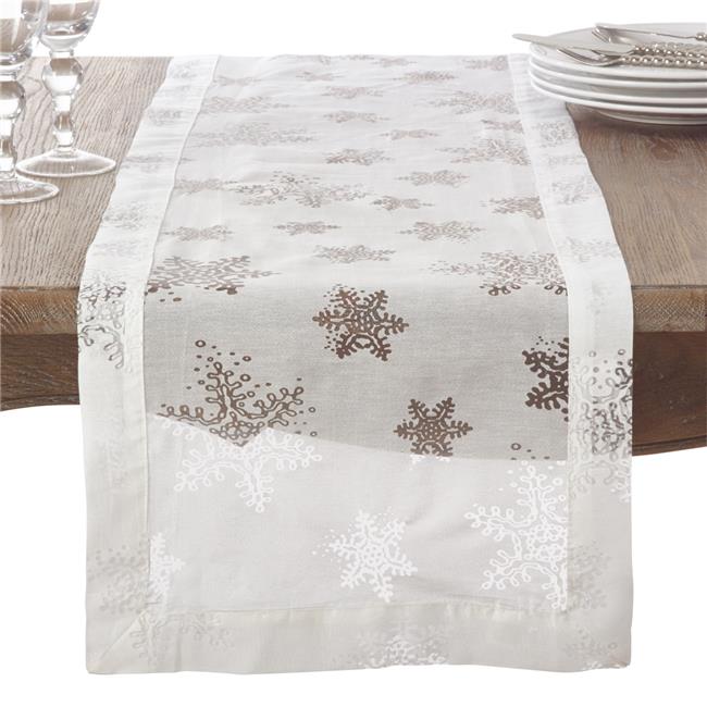 Saro Lifestyle 8000.W16108B Burnout Snowflake Design Table Runner
