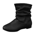 thumbnail image 2 of Styesk Bottes pour Femmes Bottes Décontractées de Mode pour Femmes Style Printanier Bottes Couleur Unie à Coutures Bout Rond Manche à Enfiler Talon Bas Bottines Bottes de Travail pour Femmes, 2 of 9