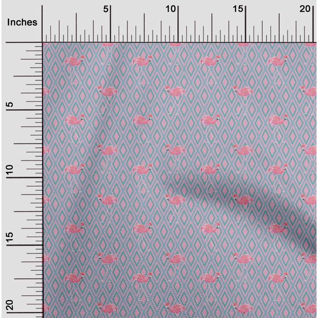 oneOone Polyester Lycra Fabric Geometric & Flamingo Bird Printed Fabric 1 Yard 56 Inch Wide