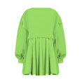 thumbnail image 3 of Womens Oversized Sweatshirt Dress Long Flowy Patchwork Pullover Tops Cute Drop Shoulder Sweatshirts Fall Long Sleeve Mini Dress Teen Girls Crewneck Solid Tunic Pleated Loose Clothing Beig, 3 of 5