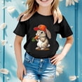 thumbnail image 2 of PMVFHDE Tenue de Pâques pour Filles T-Shirt Graphique de Pâques / Imprimé Lapin & Œuf Manches Courtes Col Rond / Tee-Shirt en Coton Doux pour Tout-Petit / Tenue Décontractée Printemps Été Noir, 4-5 Ans, 2 of 4