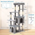 thumbnail image 2 of 61" Multi-Level Cat Tree for Indoor Cats, Heavy-Duty Tower for Large Adult & Maine Coon Cats with Extra-Large Perch, 2 Spacious Condos, Natural Sisal Scratch Posts & Play Toys(Light Gray), 2 of 7