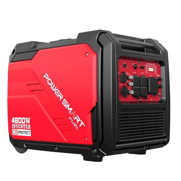 PowerSmart 4800W Portable Inverter Gas Generator with Manual Start for Home Emergencies with Wheel