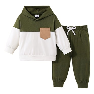 dmqupv Ensembles pour Nouveau-Né Garçon Chandail à Capuchon à Manches Longues Ensemble Confortable Chaud et à la Mode Chandail à Blocs de Couleur avec Poche Ensemble AG, Taille pour 6-9 Mois