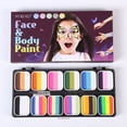 thumbnail image 2 of Watercolor Paint Palette Set 12 Colors Set Professional Face Split Cakes with 11 Paintbrushes+11 Stencils+2, 2 of 8